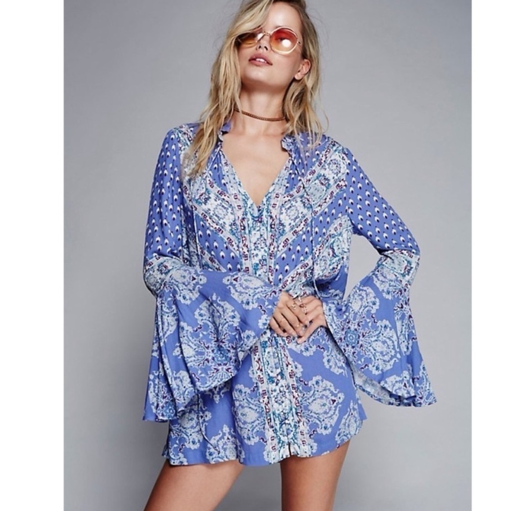 FREE PEOPLE ‘Magic Mystery’ Tunic Mini Flare Sleeves Festival Wear